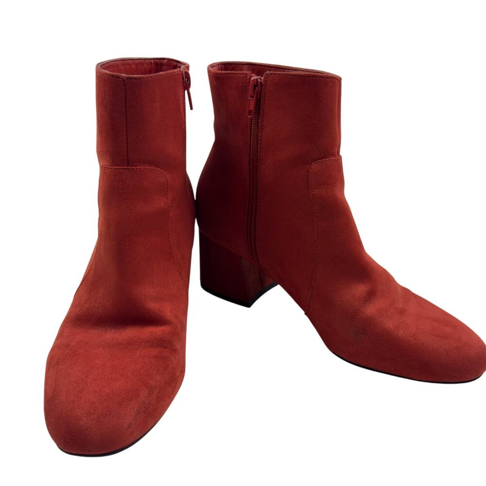 Rogue Hellium Faux Suede Burnt Orange Boho Block Heel Ankle Boots Women's Size 9